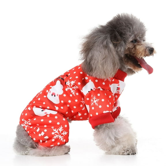 HEANUJJ Holiday Dog Clothing Red Warm Dog Pajamas 1Pcs