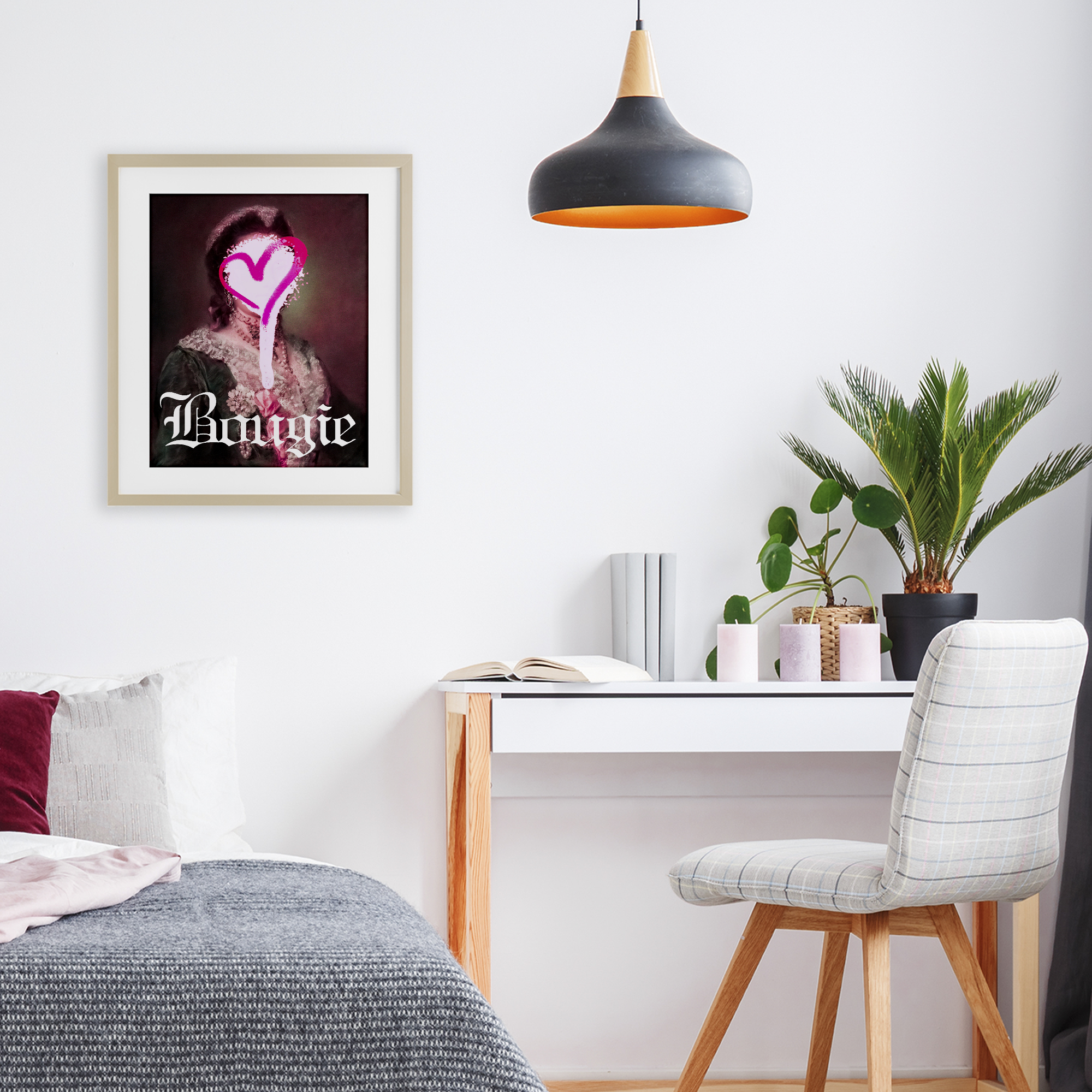 Bougie Classical Portrait Birch Framed Print Under Glass, design by Lil' Rue