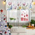 thumbnail image 5 of Spring Floral Curtain Valances for Windows, Kitchen Valance Window Treatments Panel 2 Pack, Pastoral Colorful Summer Botanical Tulip Rod Pocket Short Curtains for Bathroom Bedroom 42 x 12 Inch, 5 of 8