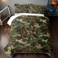 thumbnail image 2 of Manfei Cartoon Baseball Twin Quilt Set, Sport Camouflage Twin Coverlet Set, Olive Green Khaki Brown, Black Reversible 2pcs, 1 Bedspread and 1 Pillowcase, 2 of 7