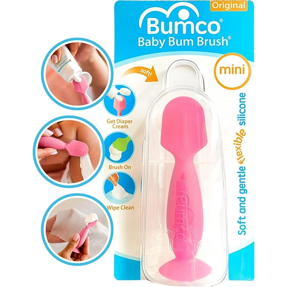 Bumco Diaper Cream Brush - Mini Baby Bum Brush with Travel Case, Baby Butt Paste Diaper Cream Spatula, Butt Paste Spatula for Baby Butt Cream, Mini Diaper Cream Applicator, Butt Spatula Baby, Pink