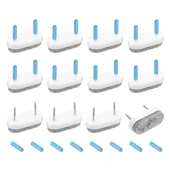 Uxcell 12Pcs Nail-on Felt Furniture Pads, Rounded Rectangle Felt Pads Furniture Sliders Floor Protectors for Wooden Furniture Table Sofa Chair Leg (18mm, White)