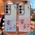 thumbnail image 3 of for Samsung Galaxy S21 Ultra Glitter Clear Case for Women Girls Cute Flower Bling Sparkle Luxury Plating Full Lens Camera Protection Phone Cover for S21 Ultra 5g 6.8" 2021 (Purple), 3 of 10
