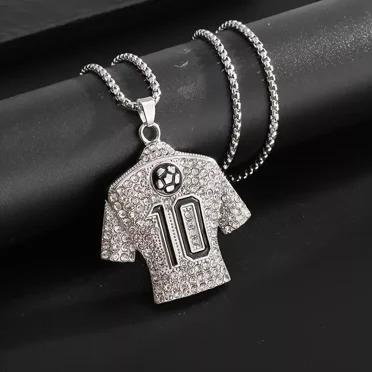 Messi Gem #10 jersey Soccer/Football 14K Gold Plated Cubic Zircon Bling Necklace