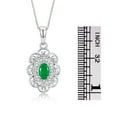 thumbnail image 4 of RYLOS Matching Set Sterling Silver Floral Halo Pendant Necklace & Ring. Gemstone &  Diamonds, 18" Chain. 6X4MM  Emerald May Birthstone; Size 9, 4 of 6
