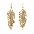 thumbnail image 2 of SmartBy Women's Retro Boho Alloy Feather Rhinestone Eardrops Party Hook Dangle Earrings, 2 of 6