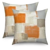 Orange Beige and Grey Pillow Cover 16x16 Set of 2,Modern Abstract Decorative Pillow Cases Couch Cushion for Bedroom Home Decor