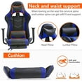 thumbnail image 3 of YRLLENSDAN Ergonomic Gaming Chair Adjustable Height with Footrest, Computer Chairs with Headrest and Lumber Support for Adults, PU Leather Desk Chair, Blue, 3 of 7