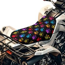 Uorisanigo ATV Seat Covers, Colorful Dog Paw Print Motorcycle Passenger Seat Cushion Cover Compatible with Sportsman Rancher Polaris Sportsman Foreman Scrambler Kodiak Most ATV