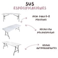 thumbnail image 4 of Mesa Plegable 180cm Rectangular Blanca para Jardín Terraza y Eventos 2 Piezas, 4 of 6