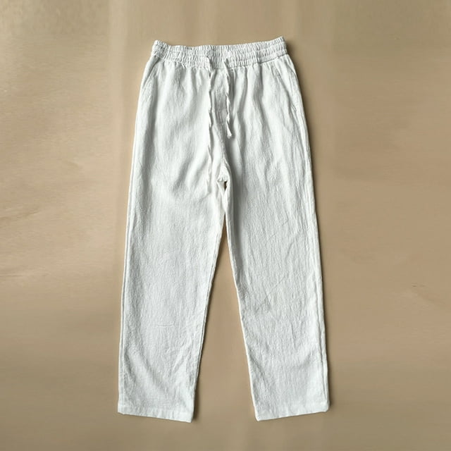 EGNMCR Pantalons Légers pour Hommes Pantalons Cargo pour Hommes, Pantalons en Lin pour Hommes, Pantalons Décontractés à Coupe Ample pour Hommes, Pantalons à Taille Élastique pour Hommes, Mode Été, Pantalons Décontractés à Taille Élastique avec Poches pour Hommes