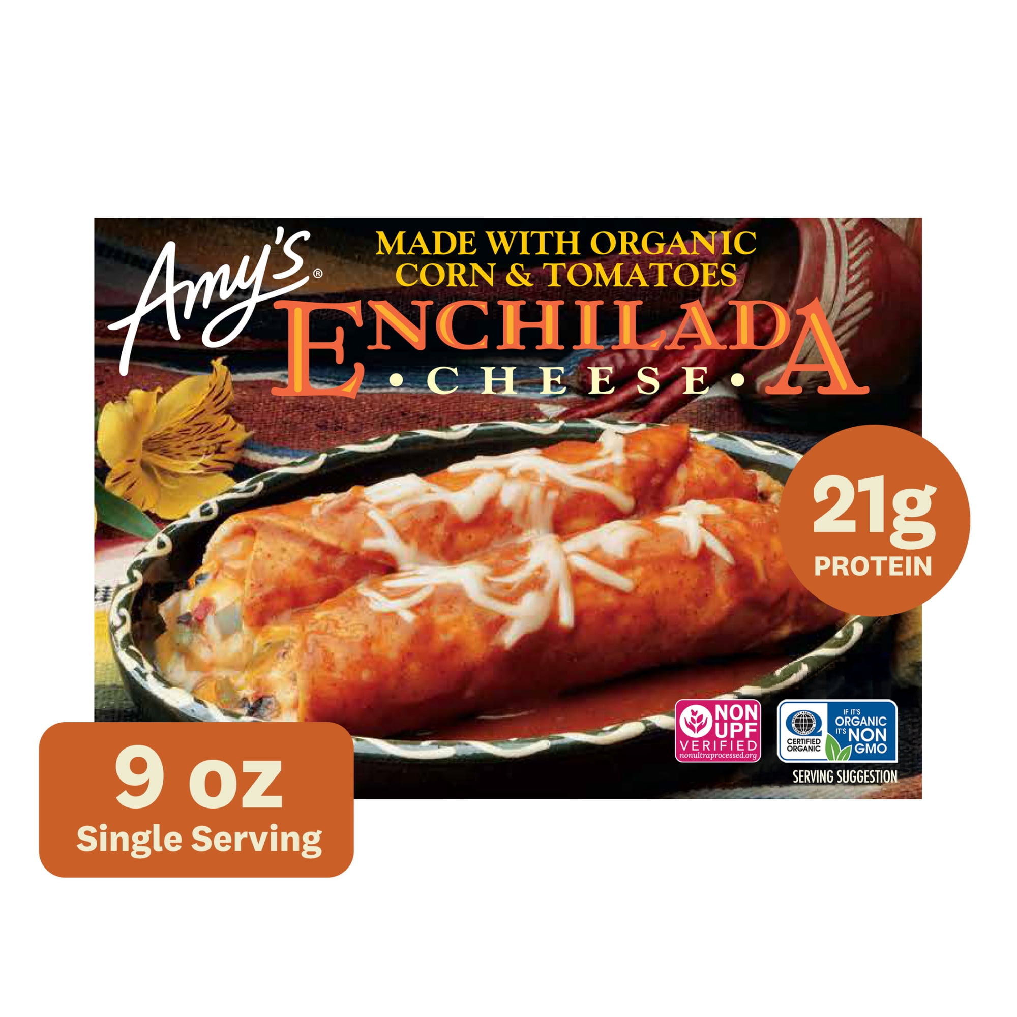 Amy's Organic Cheese Enchilada, Gluten Free & Vegetarian, 9 oz (Frozen)