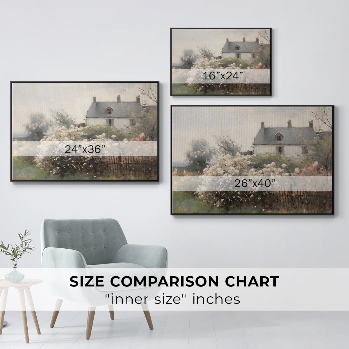 Vintage Landscape-XIV By Wexford Home Framed in Black Wood Gallery Wrapped Canvas 25 in. x 37 in.
