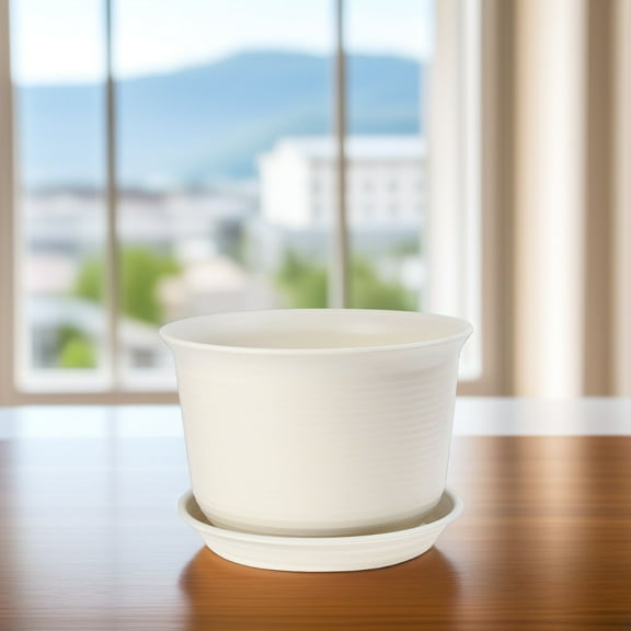 HAKIDZEL Flower Pots for Indoor Plants Plastic White 1Pcs with Drainage