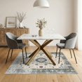 thumbnail image 3 of ODIKA Beige Vintage Grey Distressed Ornate Border Neutral Boho Large Non-Slip Chair-Friendly for Dining Room, Under Table, Home Office, 3 of 7