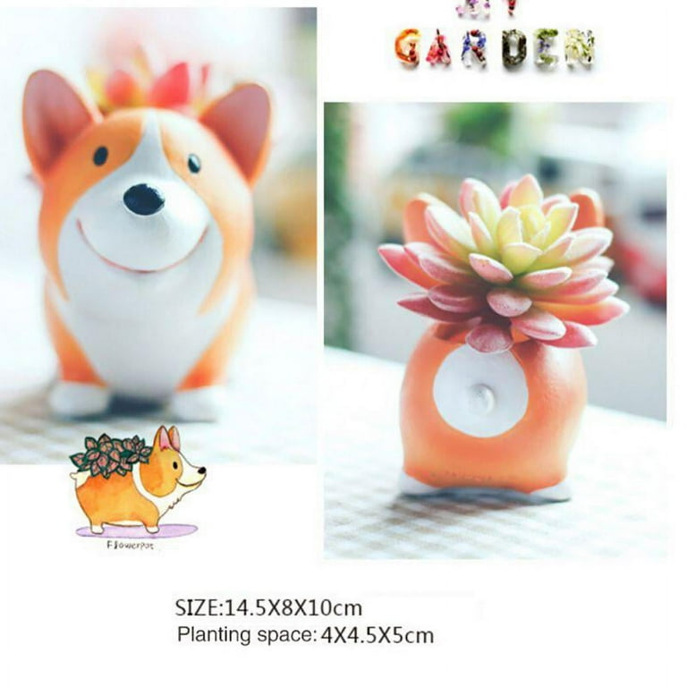 ENJOY DIY Resin Succulent Plants Flower Pot Planter Lovely Corgi Garden Plants Vase Potted Flowers Desk Garden Supplies ENJOY DIY Resin Succulent Plants Flower Pot Planter Lovely Corgi Garden Plants Vase Potted Flowers Desk Garden Supplies