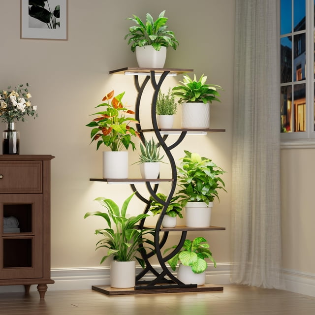 Soporte para Plantas de Interior EVAWOO con Luces de Cultivo, 44 cm de Alto, 5 Niveles