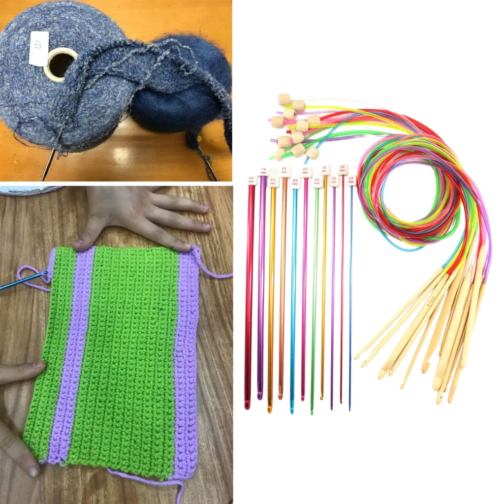 Geemin 23 Pcs Colourful Tunisian Crochet Hook with Rope Afghan Long Crochet Hooks