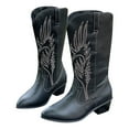 thumbnail image 5 of Chenyee Cowboy Boots for Women Wide Width Embroidered Mid Calf Heel Pointed Toe Western Booties, 5 of 7
