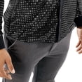 thumbnail image 5 of Mens Sparkly Sequin Shirt 70s Costumes Button Front Shirt Party Sheer Mesh Long Sleeve Shirt Tops (Black,L), 5 of 5