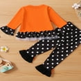 thumbnail image 3 of Kids Baby Girls Casual 2 Pcs Clothes Set Polka Dots Printed Pattern Pullover and Flared Trousers, 3 of 6