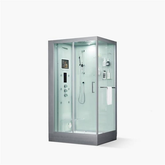 Maya Bath 206 47 x 33 x 88 in. Lucca Left Steam Shower, White
