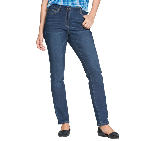 Woman Within Plus Size Petite Stretch-Denim Slim-Leg Five-Pocket Jeans