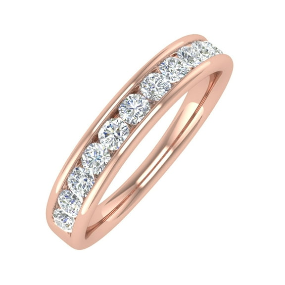 1/2 Carat Channel Set Diamond Wedding Band Ring in 14K Rose Gold (Ring Size 4.5)
