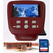 MINOLTA Film & Slide Scanner, Large 5" Screen, Convert Color & B&W 35mm, 126, 110 Negative & Slides, Super 8 Films to High Res 22MP JPEG Digital Photos, 16GB SD Card, Worldwide AC Adapter (Red)