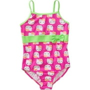 Angle View: Girls' Faces One Piece Swimsuit