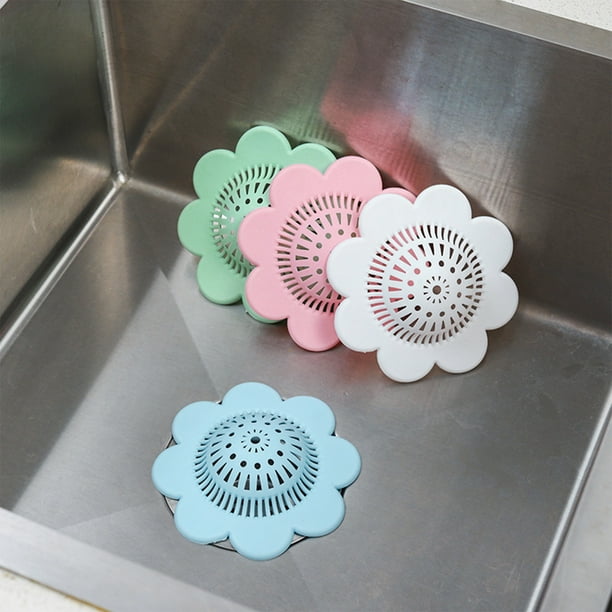 Fiudx Protector de Desagüe con Forma de Flor, Reutilizable, Antiobstrucción, Filtro Eficaz para Residuos, Protector para Fregadero, Fácil de Limpiar, 13 X 13 Cm, Disponible En Blanco, Azul y Verde.