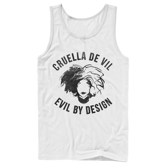 Men's Cruella Evil By Design Sketch  Tank Top White X Large