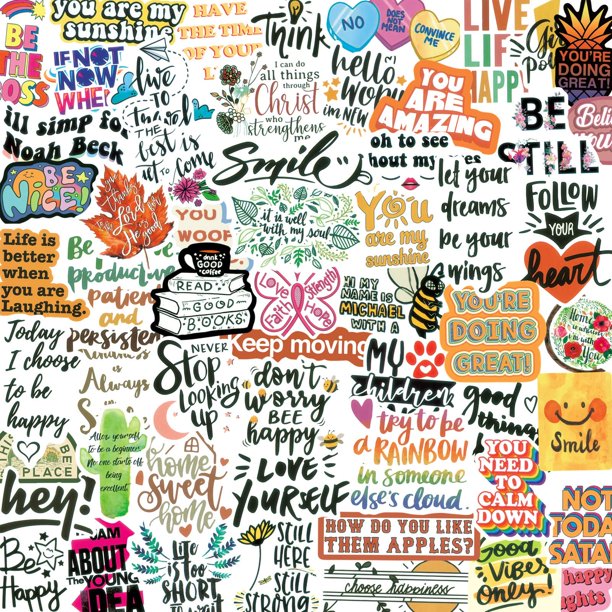 Stickers Yodeeni 300 piezas de vinilo impermeable inspirador