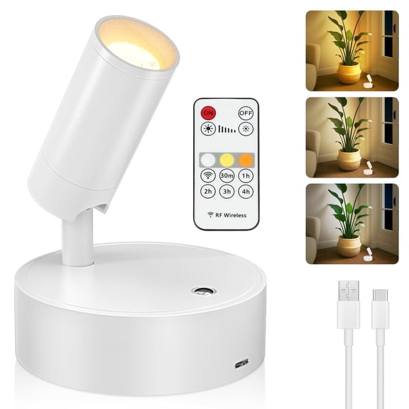 Rechargeable Spotlights Indoor, Battery-Powered Picture Light, Magnetic Wall Lamp 3 Color Temp Adjustable Remote Control for Artwork Paintings Portrait Photos Lighting, Wall Decor Lighting (Black)