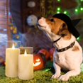 thumbnail image 4 of Fall Decorations Flickering Flameless Candles Battery Operated Acrylic LED Pillar Candles Ivory White Set Of 3, 4 of 4