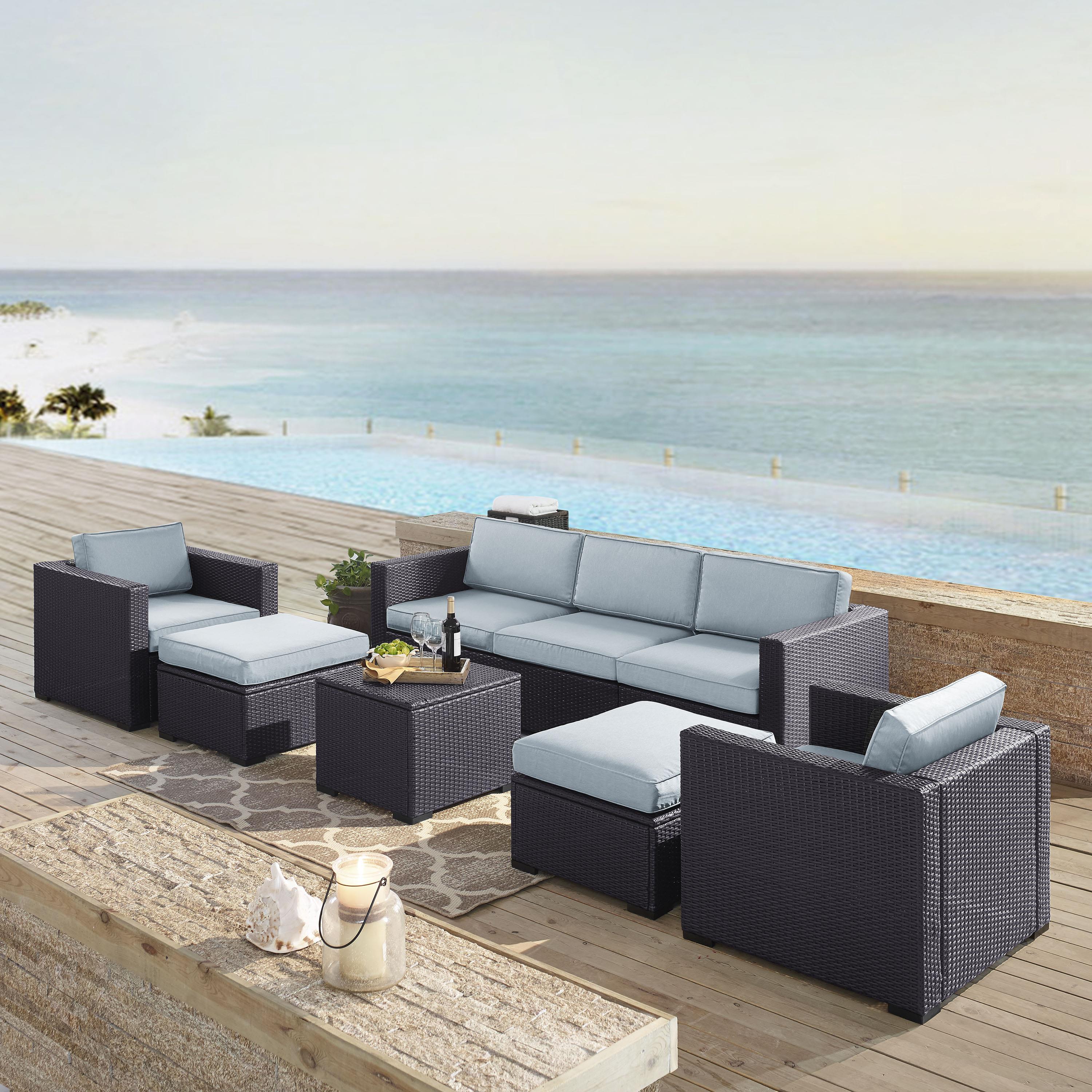 Crosley Furniture Biscayne 7 Piece Metal Patio Sofa Set in Brown/Blue - image 4 of 4