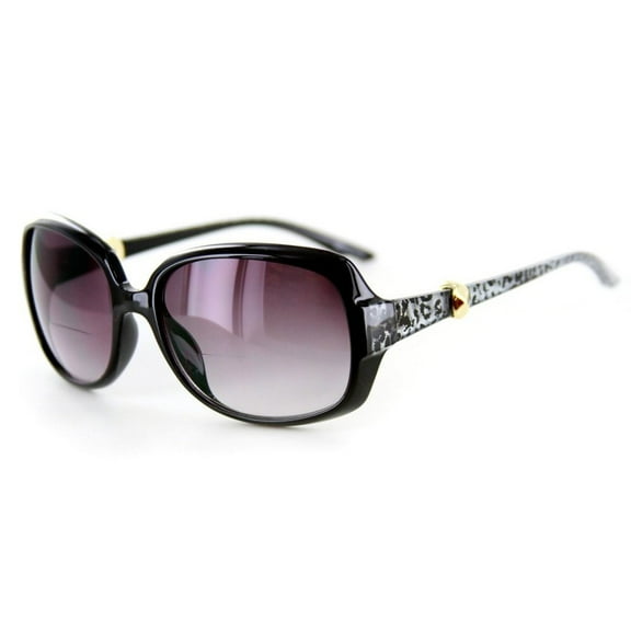 "Sophisticat" Fashion Bifocal Sunglasses Women (Black w/ Smoke 1.00)