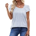 thumbnail image 3 of UVN Womens Summer Blouses Short Petal Sleeve Square Neck Ladies Button Shirts Dressy Casual Tunic Tops, 3 of 9