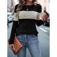 thumbnail image 4 of Women'S Sweaters Trendy Color Block Tops Long Sleeve Shirts Fall Outfits Early Fall Fashion Winter Clothing Black M, 4 of 9