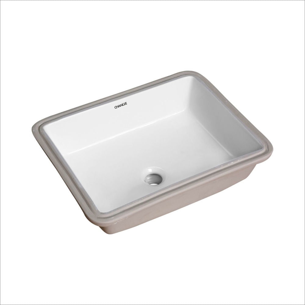 Kepooman 1637W Home Rectangular Lavatory Undercounter, Ceramic Sink for Bathroom, White, 17" x 13"