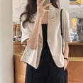 thumbnail image 6 of tasrioml Women Suit Coat Lapel Short Sleeve Loose Fit Suit Jacket with Pockets Solid Color Loose Fit Summer Business Coat, 6 of 7
