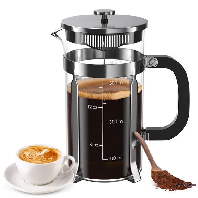 Cafetera de prensa francesa BeanNest, 600 ml, acero inoxidable