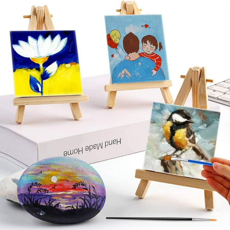 Portable Mini Drawing Canvas Stand DIY Crafts Artist Acrylic Painting Canvas  Practicing Canvas Art Painting Supplies Blank Canvas with Quality Easel  8X15CM 