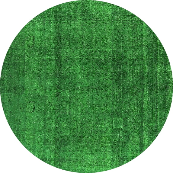 Ahgly Company Indoor Round Oriental Green Industrial Area Rugs, 6' Round
