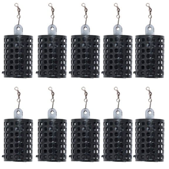 Yokua 10Pcs Fishing Baits Cage Feeders Basket Trap Lure Holder Fish Tackle Cage