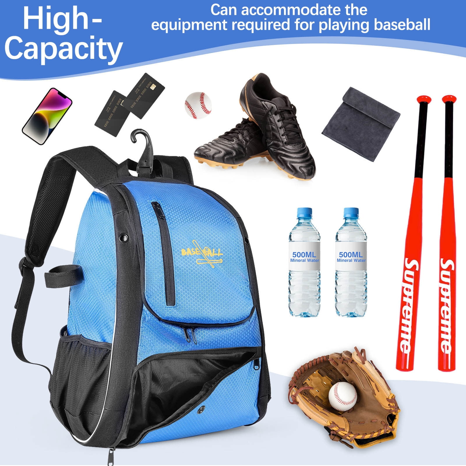 Jubipavy Softball Equipment Large Capacity Baseball Bag Shoulder Multifunctional Backpack Openning Season Sale