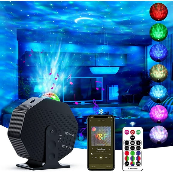 LC-dolida Starry Sky Projector with Bluetooth Speaker, Rotating Star Projector, Remote Control, Sound Activation, Timer, for Bedroom, Home Theater, Party, Christmas Gift(Black)