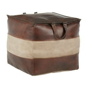 LumiSource Cobbler Leather and Canvas Pouf Ottoman