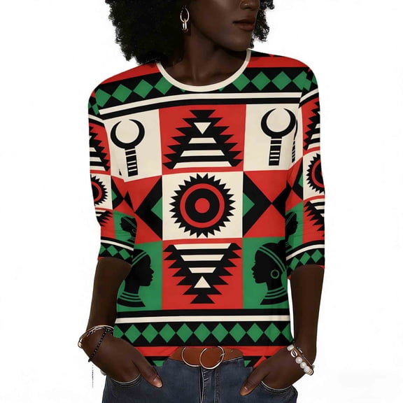 Pounoo Freedom Graphic Shirts for Women Summer Vintage 3/4 Sleeve Crew Neck Tops Casual Pride Celebrating Holiday Month Shirt Gift