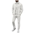 thumbnail image 1 of Ketyyh-chn99 Tracksuits for Men Men's Solid Color Zip Front Cardigan Jacket Trousers Set Size for 2XL,White, 1 of 5